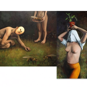Garden of Mana (Triptych) - 2022, oil on canvas, 48 x 84 inch
