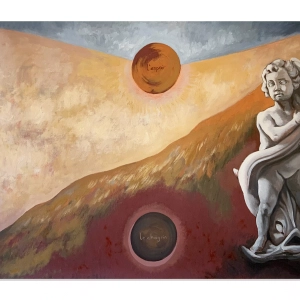 L'espoir et le chagrin - 2025, oil on canvas, 25 x 42 inch