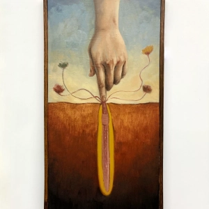 I touch the earth and it touches me back - 2026, oil on linen, 20 x 12 inch